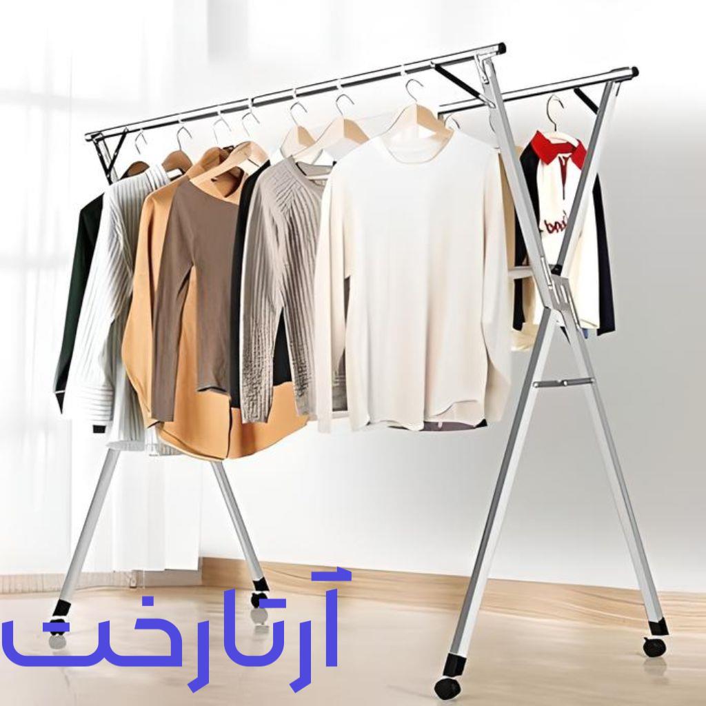 خرید عمده بند رخت ایستاده تاشو استیل